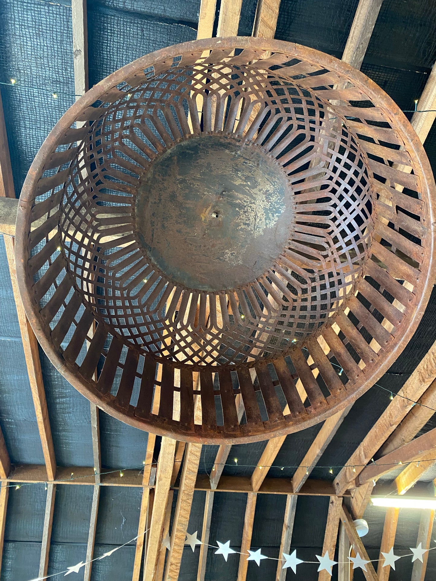 Unusual vintage decorative large metal lampshade